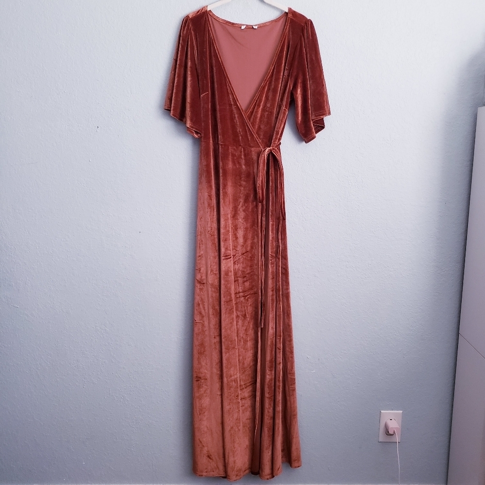 Baltic Born Meghan Spice Velvet Wrap Maxi Dress - Picture 2 of 5